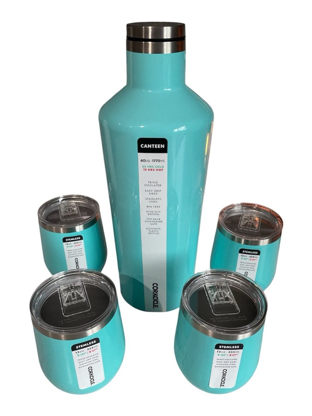 Corkcicle Turquoise Canteen & Stemless Tumbler Set